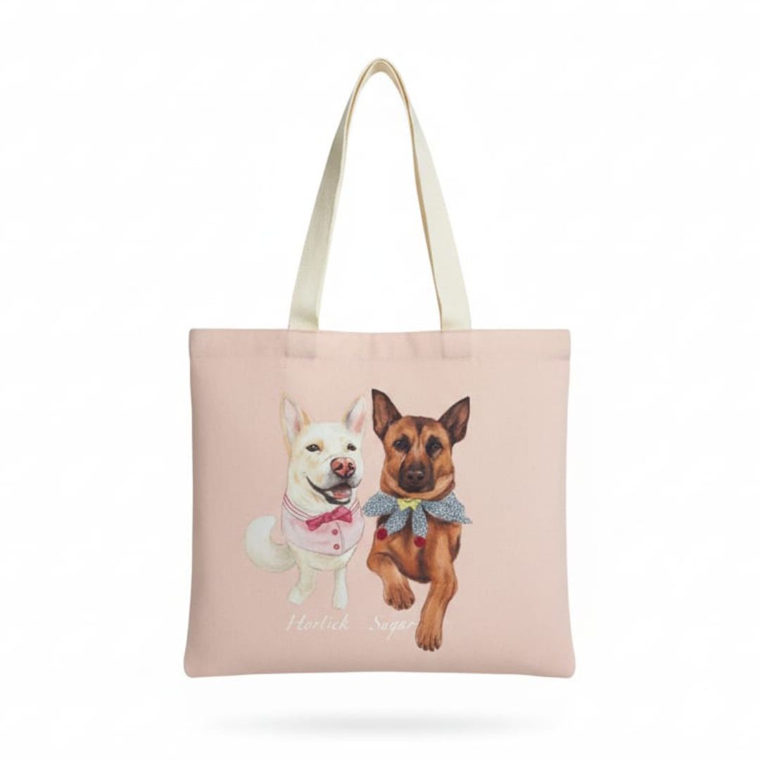 Bespoke Hand-Drawn Pet Portrait - Canvas Bag - One Pet