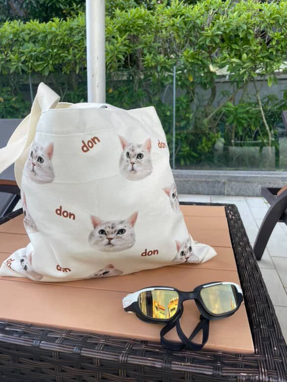 Bespoke Hand-Drawn Pet Big Head- Canvas Bag - Two Pets